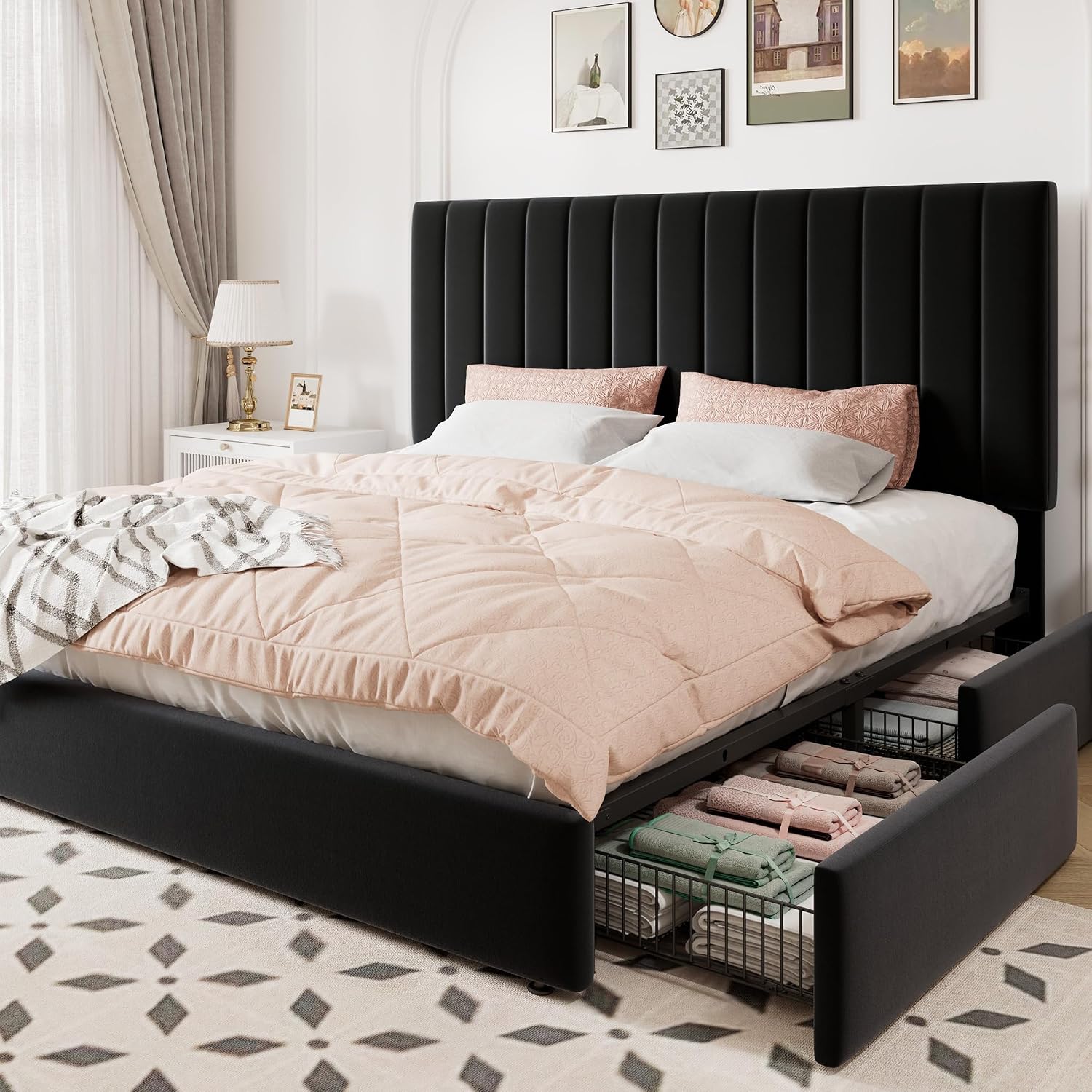 Detalle de Allewie King Storage Bed Frame