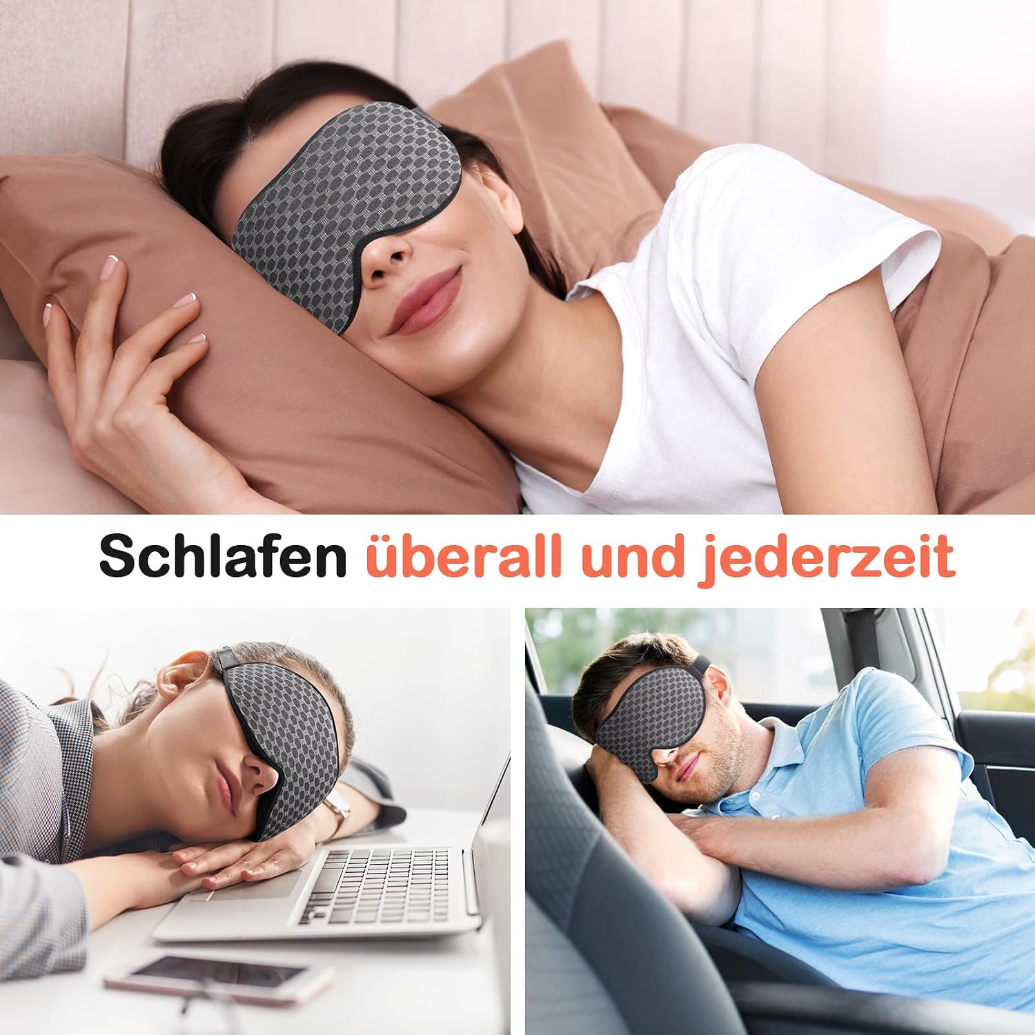 Detalle de INNELO Schlafmaske für Herren und Damen – 3D atmungsaktive Schlafbrille aus Gedächtnisschaum