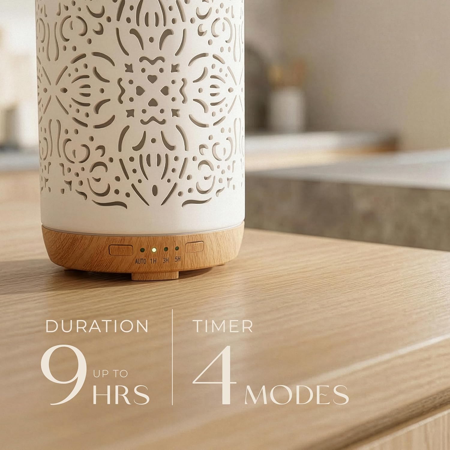 Thumbnail 6 de Earnest Living Diffusor für ätherische Öle (weißer Keramik-Diffusor, 250 ml) mit Timer, Nachtlicht & Auto-Off