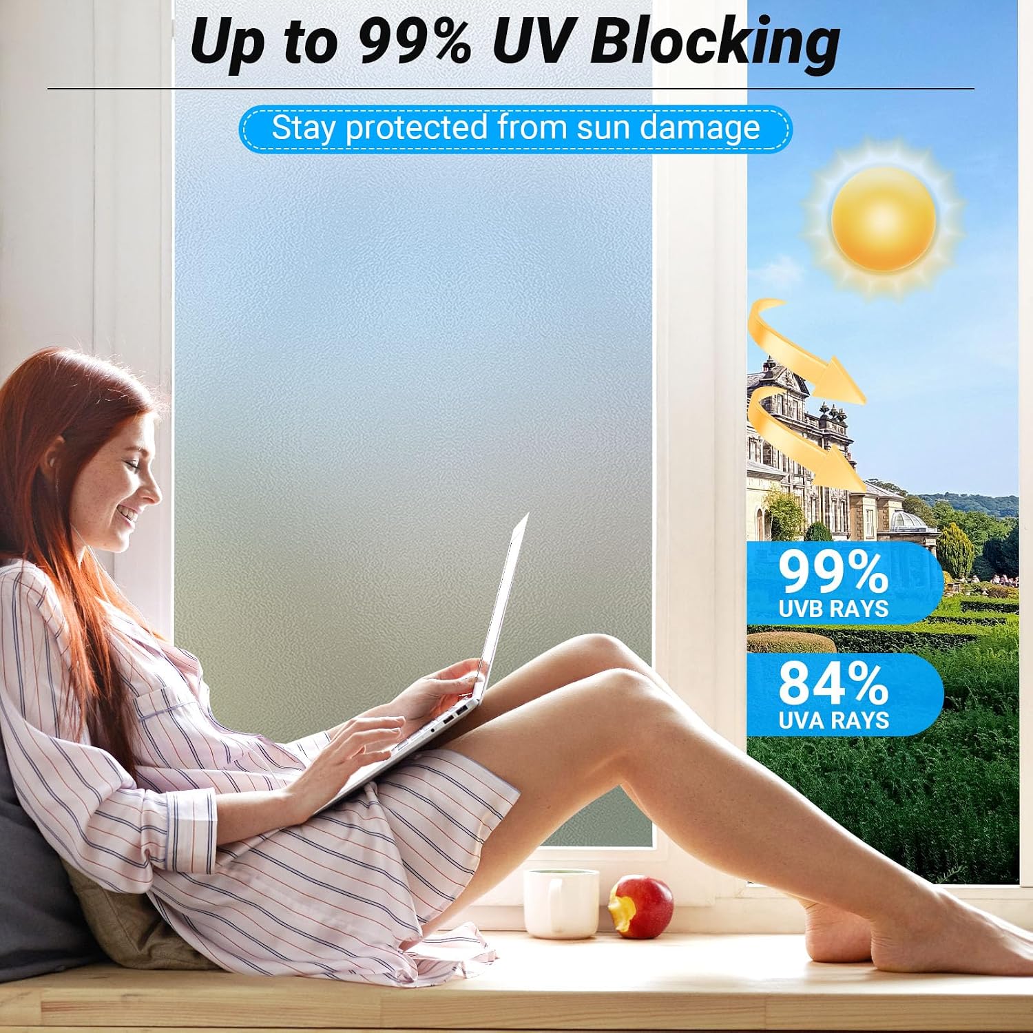 Thumbnail 2 de Funfox 44.5 x 200 cm Static-Cling Frosted Window Film, No Adhesive