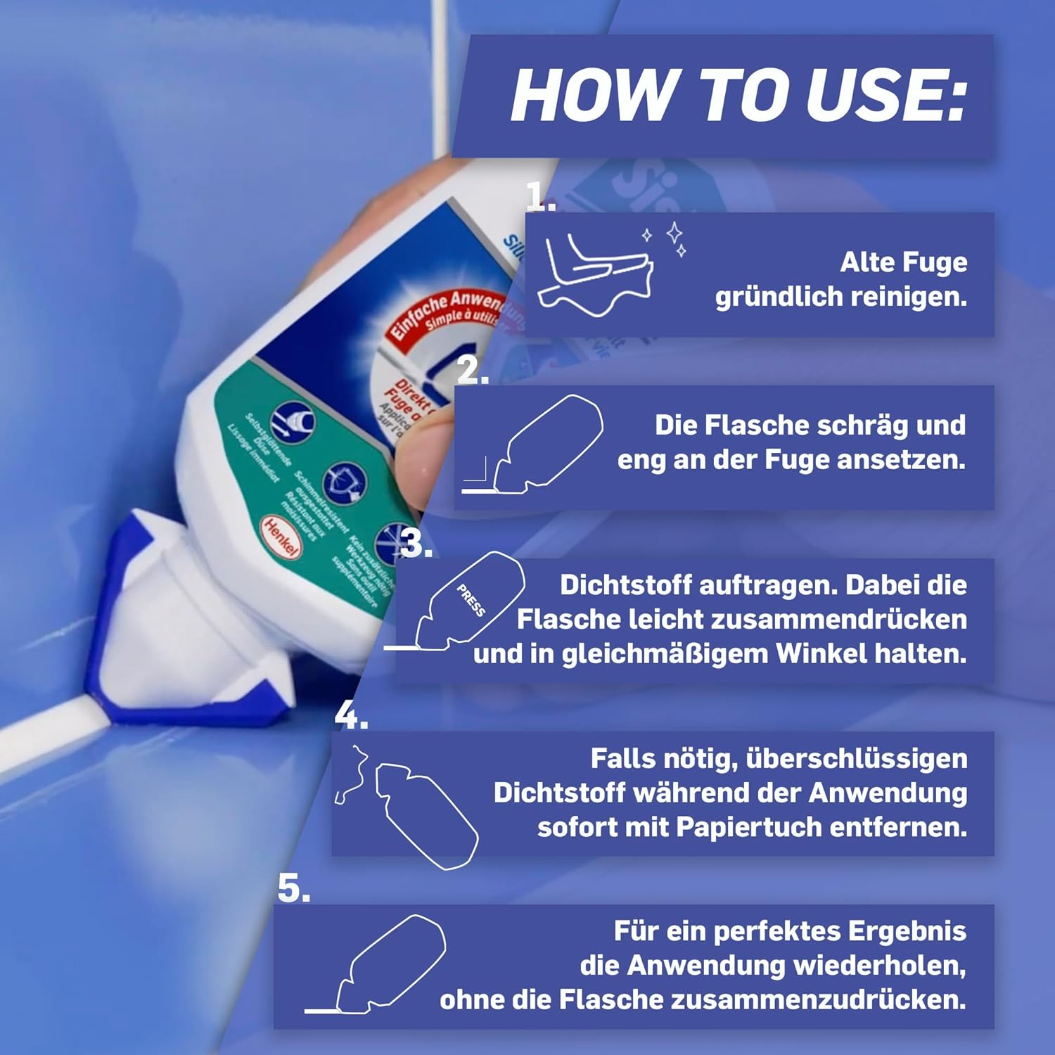 Thumbnail 4 de Sista Pattex NEUE FUGE – Weiße Silikon-Dichtmasse, 1x80 ml, schimmelresistent
