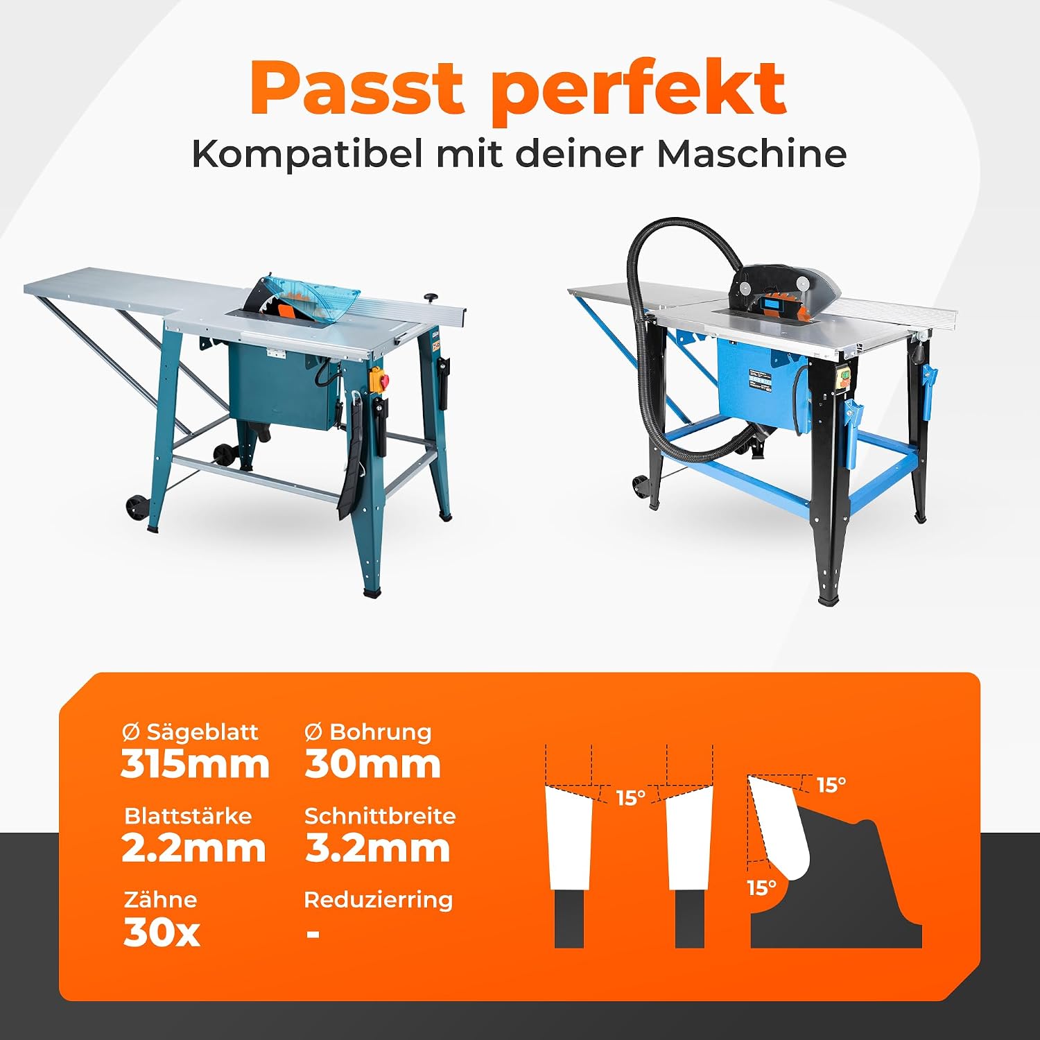 Detalle 2 de BAUBECK Sägeblatt 315x30 für schnellen Schnitt in Holz – 30 Zähne