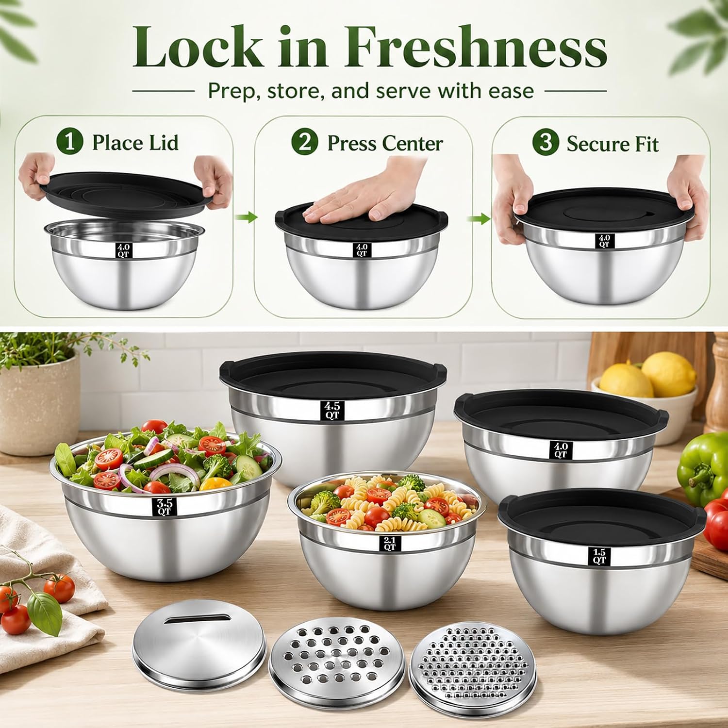 Detalle de Boskermeal Stainless Steel Mixing Bowls