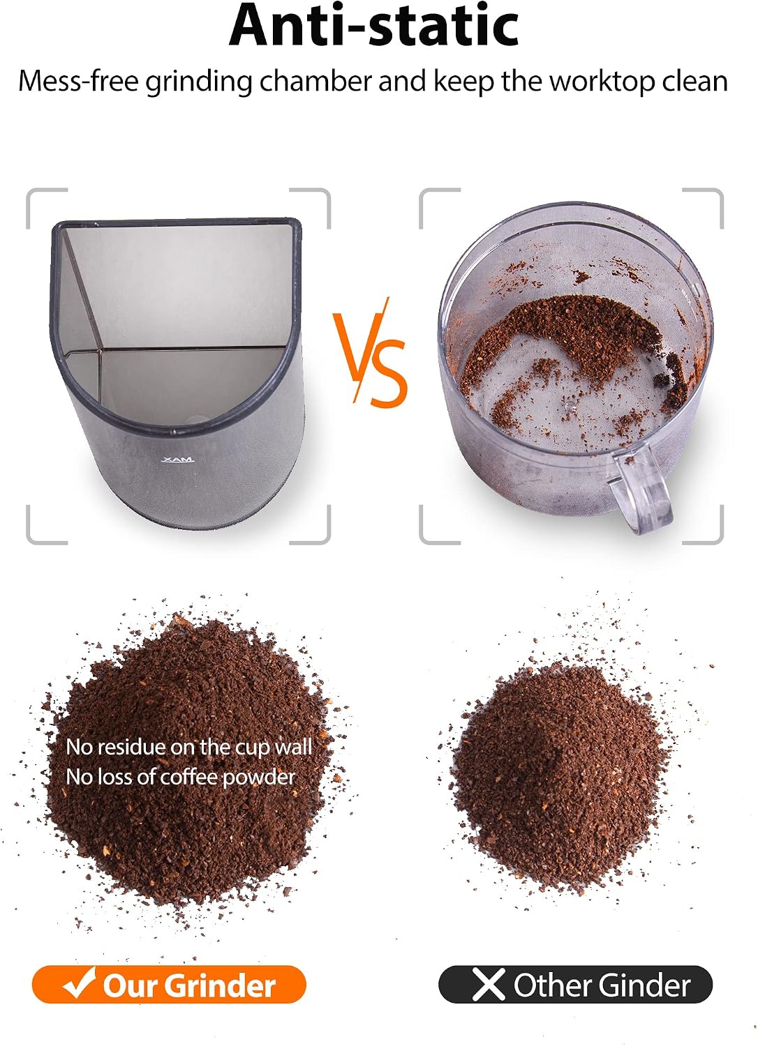 Detalle 2 de Aromaster Burr Coffee Bean Grinder, 48 Settings, Anti-Static, Stainless Steel