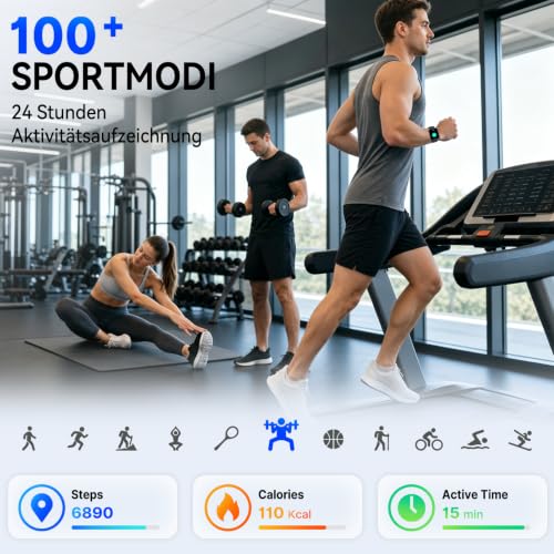 Thumbnail 6 de uaue Smartwatch mit integriertem GPS, 3ATM wasserdicht zum Schwimmen