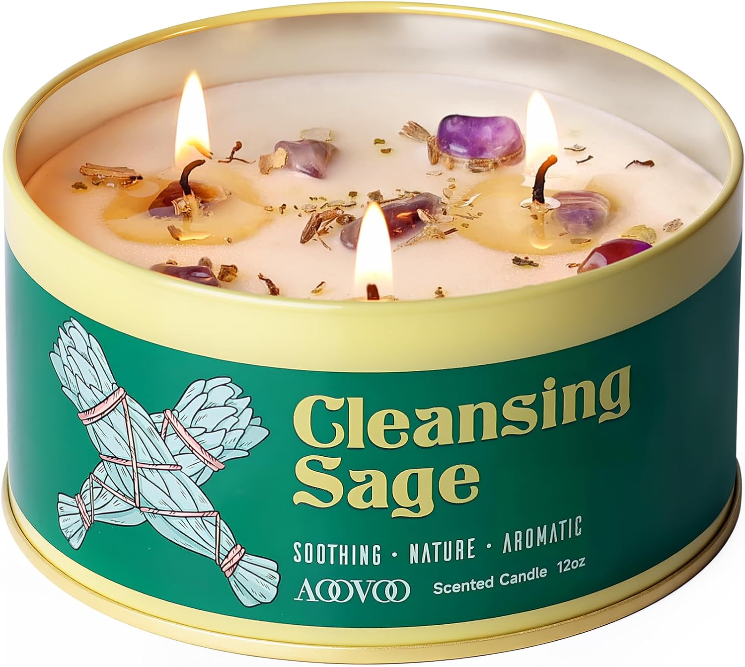 Detalle de AOOVOO Sage Candle, 12oz ⚰