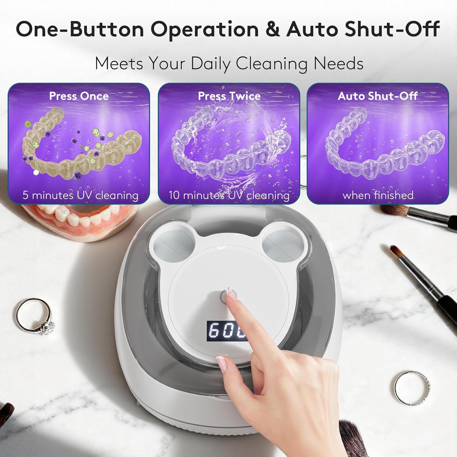 Detalle 2 de Ultrasonic Retainer Cleaner Machine 48kHz 🪥