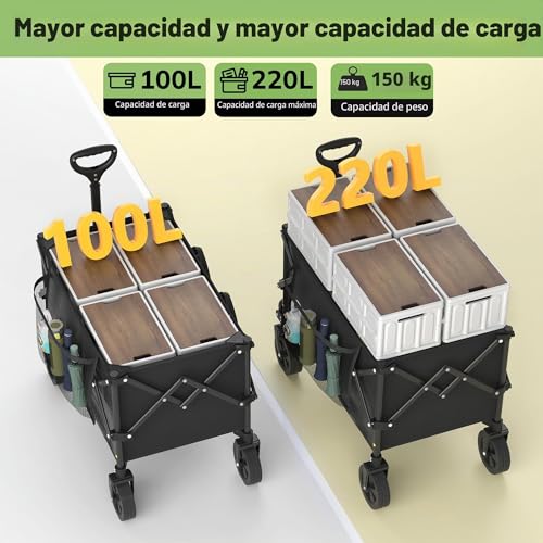Detalle de Morpilot Plegable 220L / 150 kg: carro todoterreno para playa, césped y camping