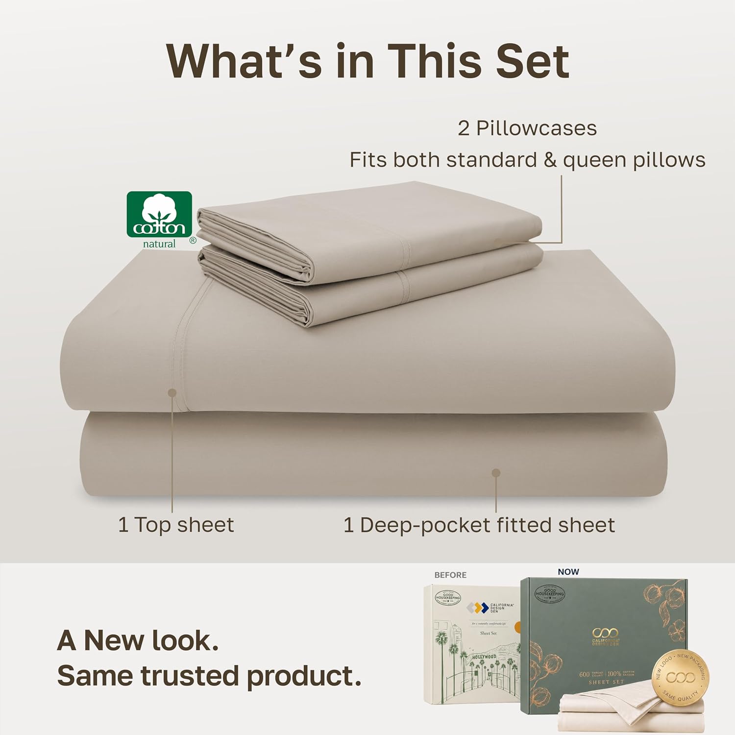 Thumbnail 2 de California Design Den 840307190635 Queen Sheet Set, 600 Thread Count Cotton Sateen