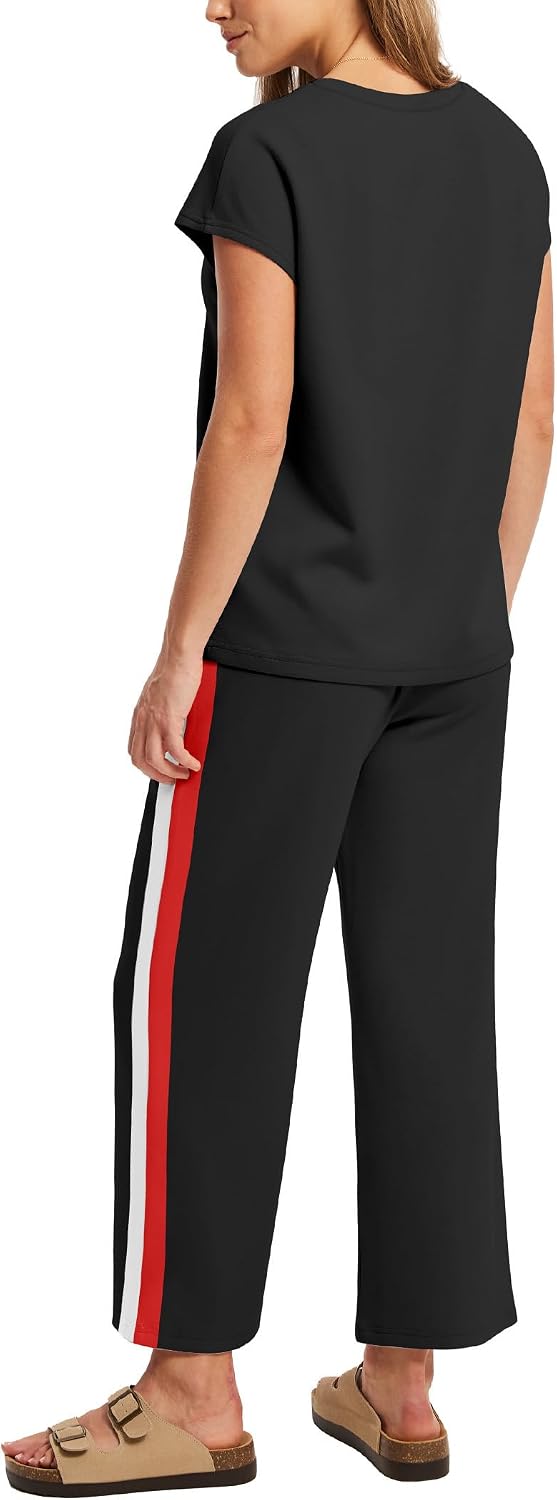 Thumbnail 4 de Sampeel Two Piece Sets for Women: Versatile Cap Sleeve Tops + Wide-Leg Crop Pants for Summer Vacations