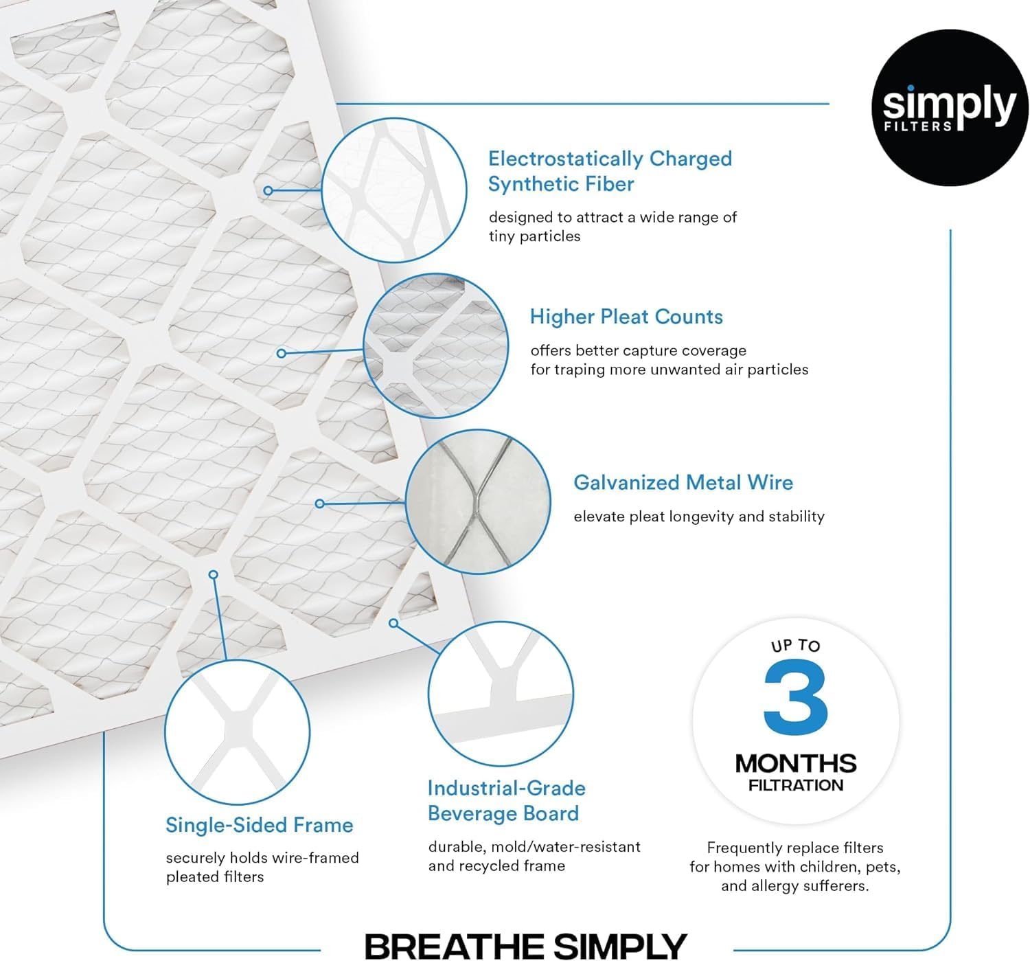 Thumbnail 6 de Simply 20x30x1 Air Filter, MERV 8 (6 Pack) for Home AC, Furnace & HVAC
