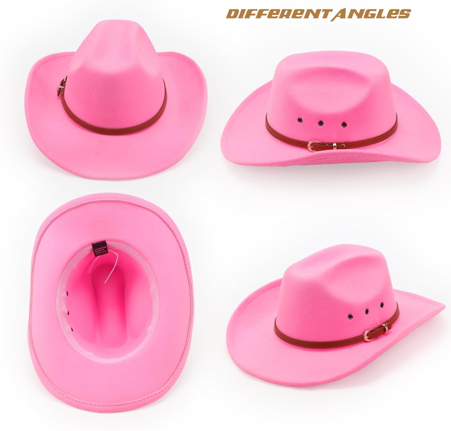Thumbnail 6 de DRESHOW Cowboyhut für Damen & Herren – Western Fedora aus Filz mit breiter Krempe und Schnallengürtel (unisex)
