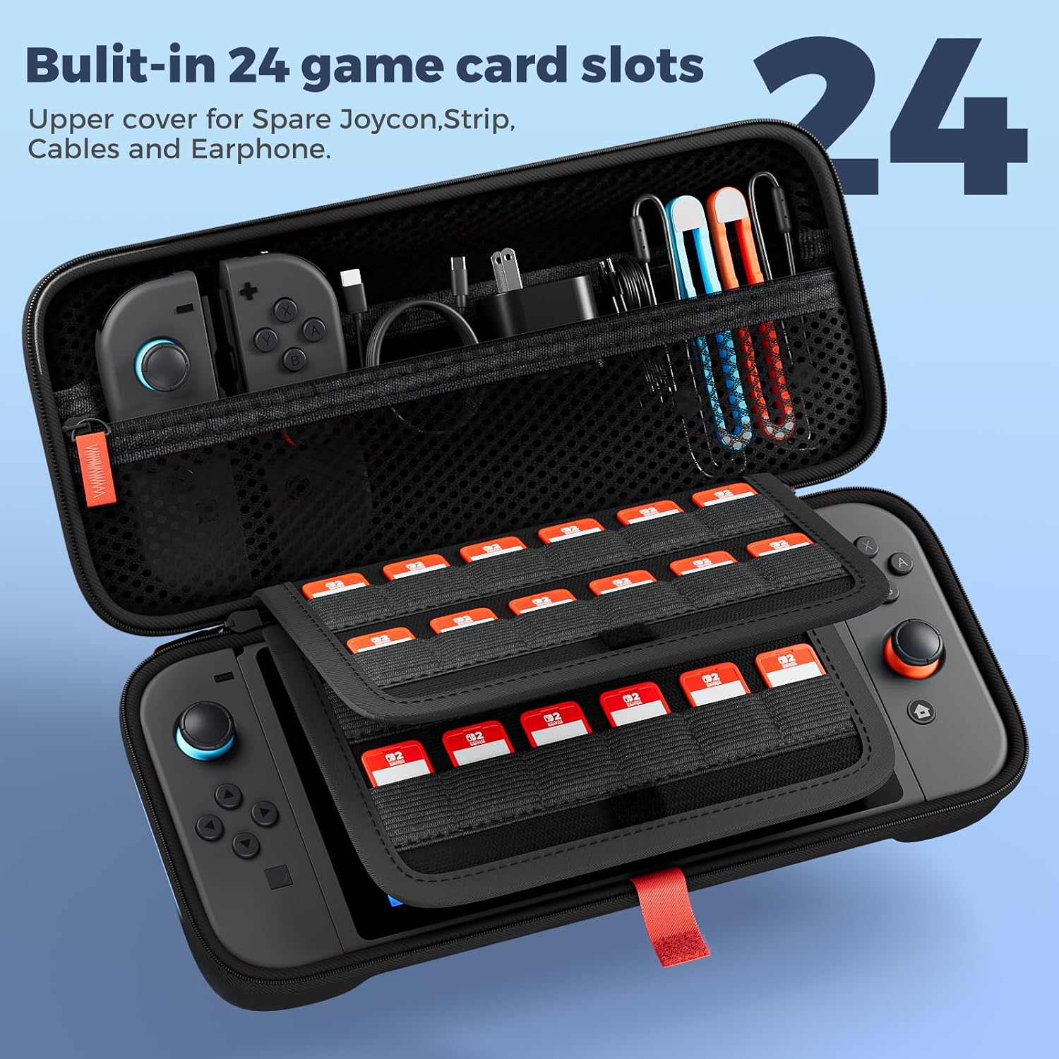 Detalle de ProCase Carrying Case for Nintendo Switch 2, 24-slot