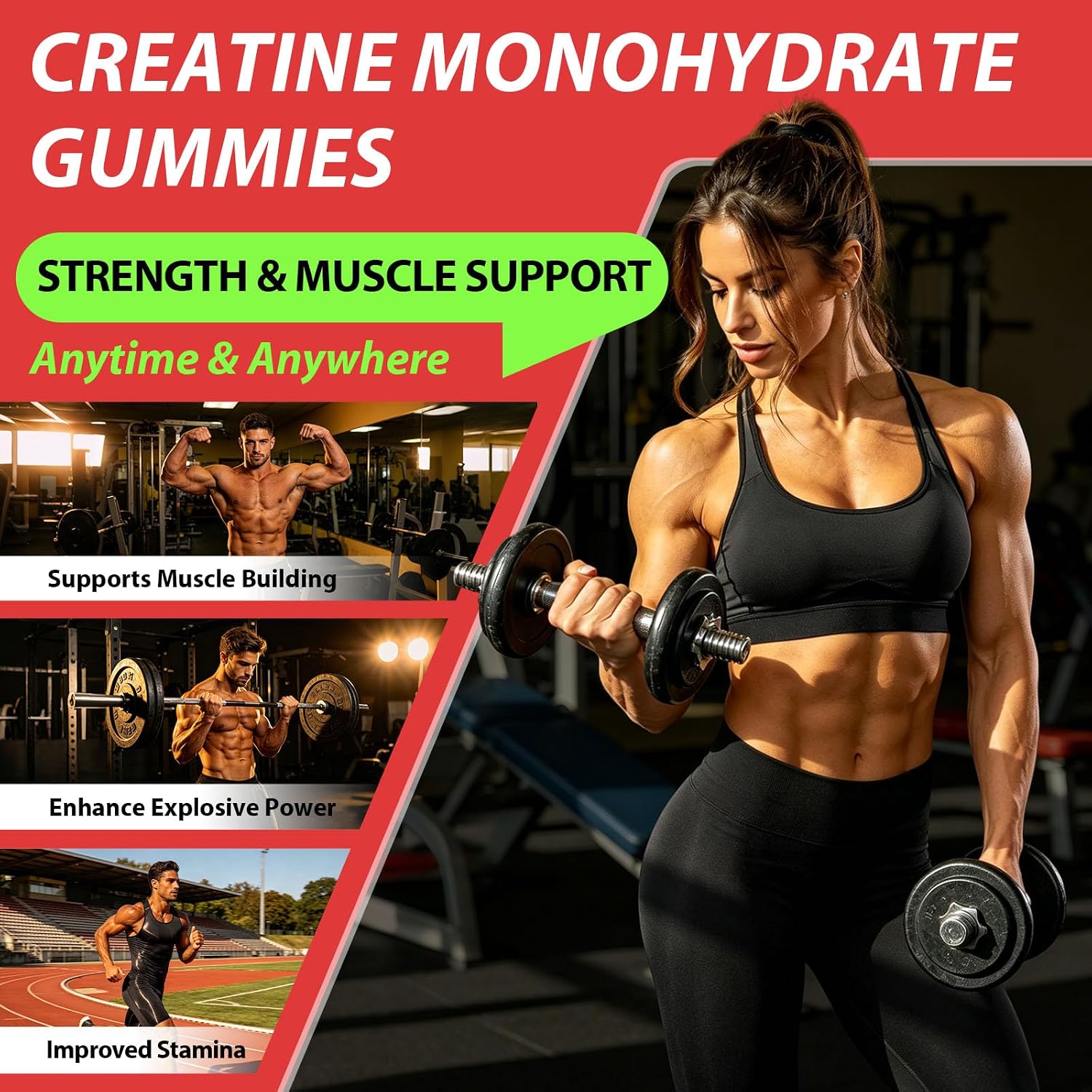 Detalle 2 de KEDISOM Creatine Gummies, 8-in-1 Blend, Sugar-Free Mixed Berry, 120 Count