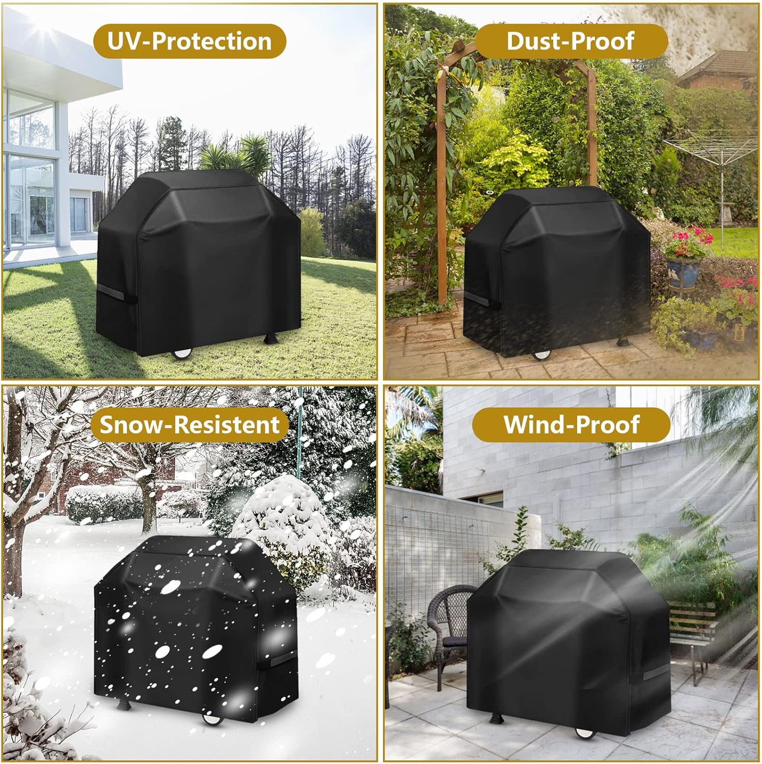 Thumbnail 6 de Moseem BBQ Cover 145x61x117 cm – Waterproof, Windproof, Rip-Proof, UV Resistant with Storage Bag