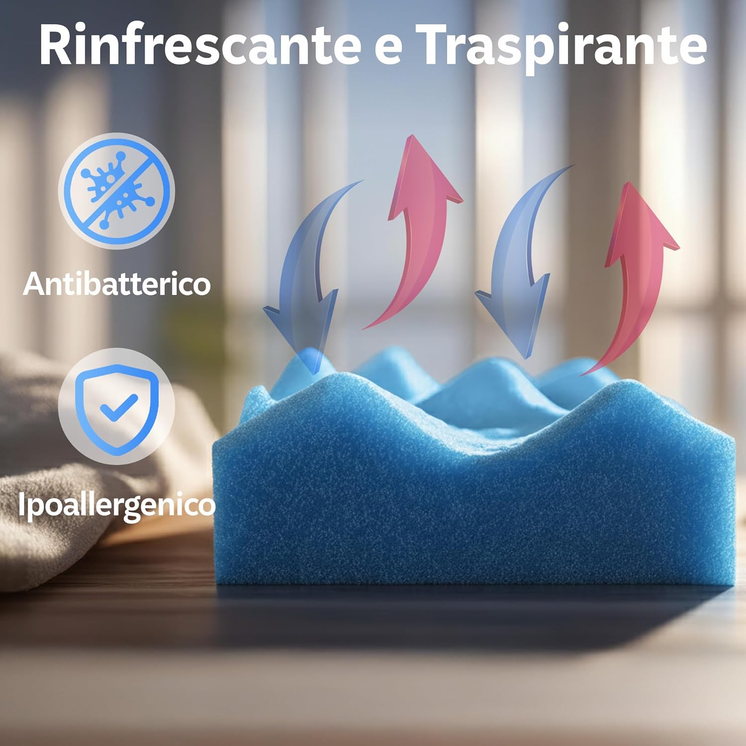 Detalle de Topper singolo 80x200 in Memory Foam ad Alta Densità 8 cm | Correttore materasso sfoderabile in Aloe Vera | Coprimaterasso imbottito rinfrescante e massaggiante