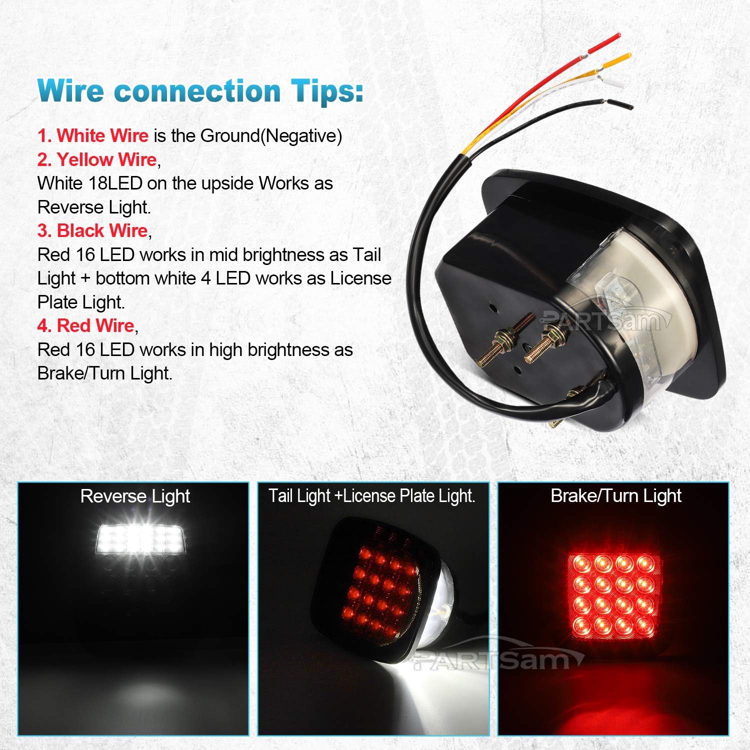 Detalle 1 de Partsam LED Tail Lights, 38 LEDs