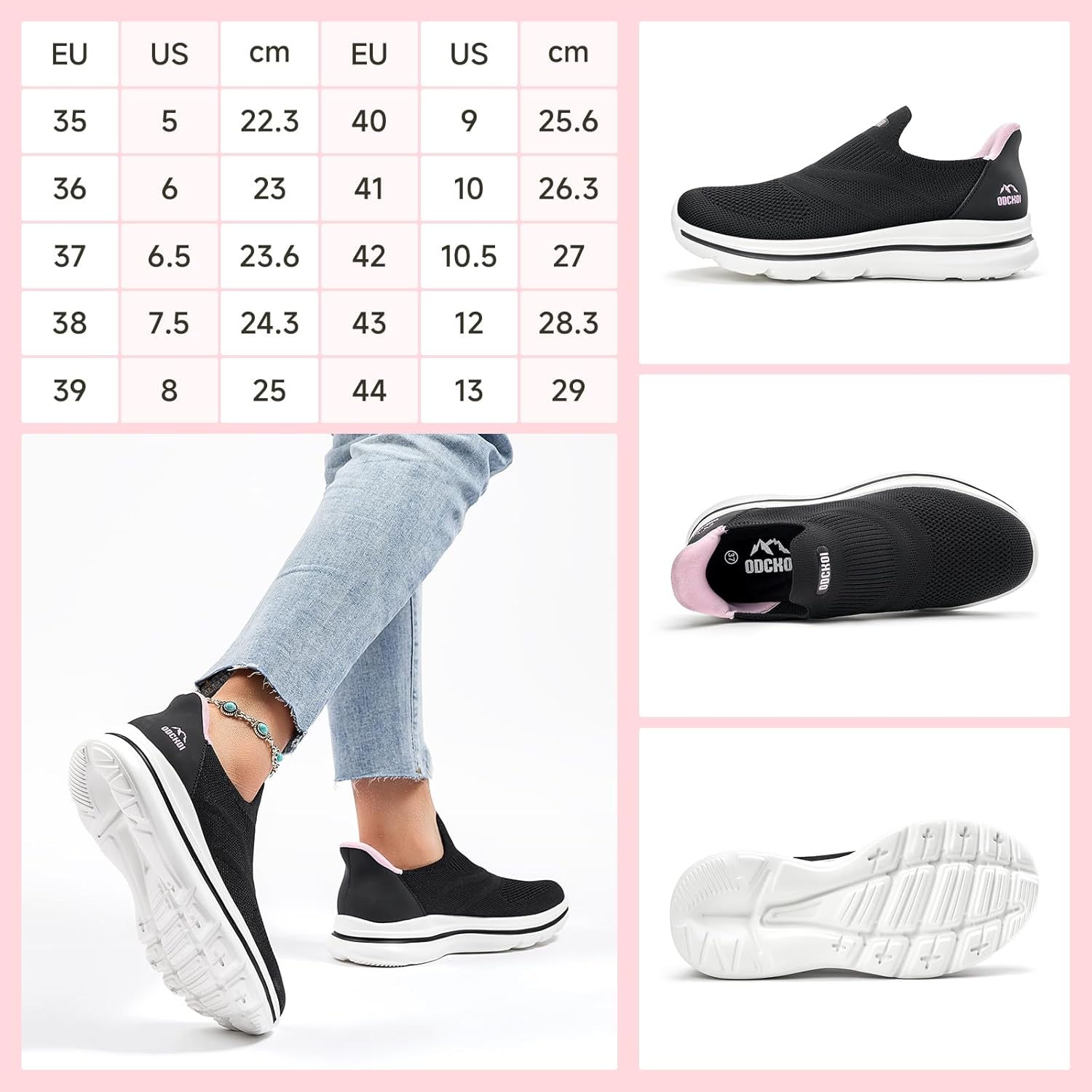 Thumbnail 5 de ODCKOI Slip-on Damen Sneakers – Atmungsaktives Mesh, leichte Sohle und herausnehmbare Einlegesohle