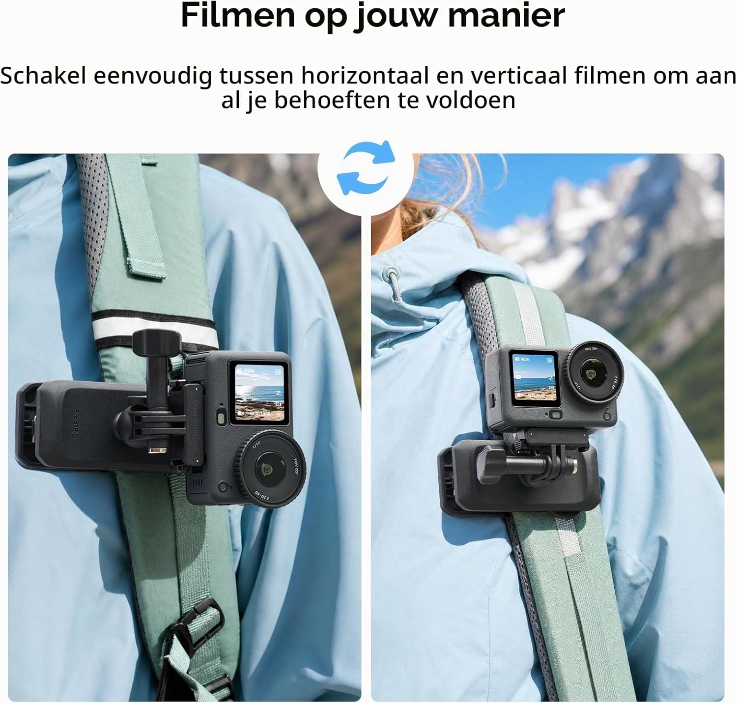 Detalle 2 de SMALLRIG 6307 rugzakclip voor DJI Osmo Action 6/Nano met 360°-balhoofd