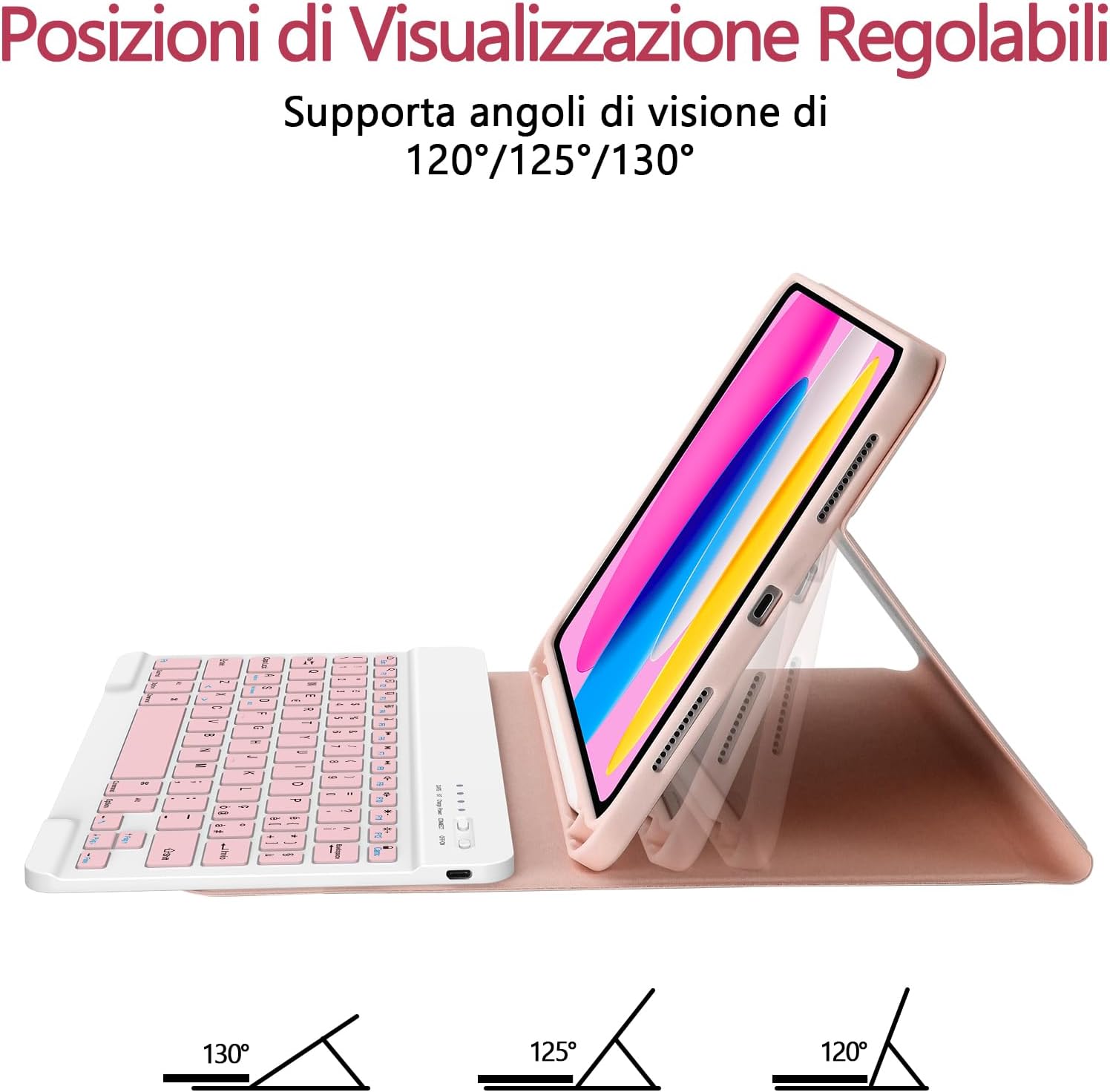 Detalle de TQQ Cover iPad 10ª Generazione con Tastiera: la custodia con keyboard rimovibile per iPad 11ª generazione (10.9/11 pollici) – italiano QWERTY