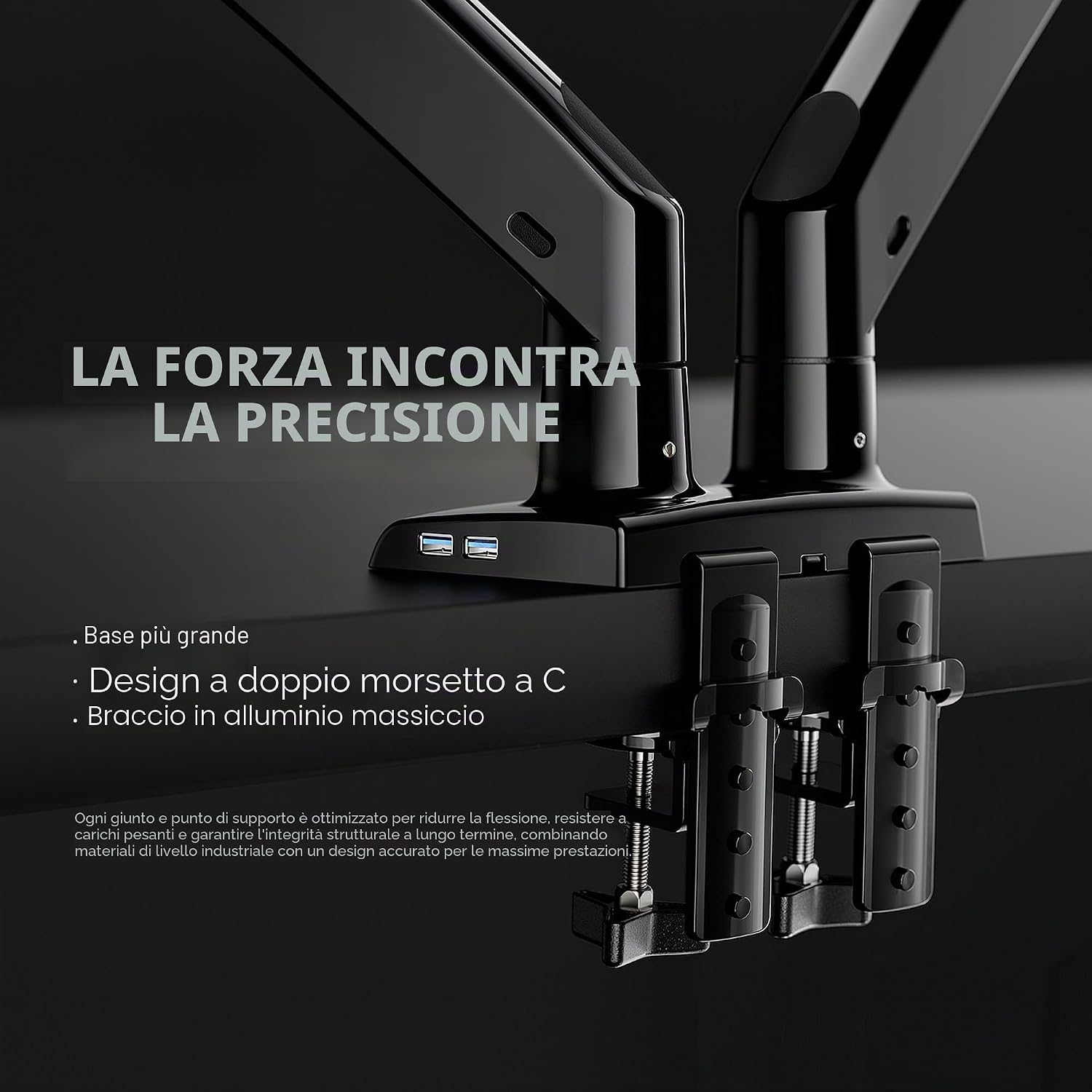 Thumbnail 5 de HUANUO Supporto Doppio Monitor 13-40” con Bracci in Alluminio, USB e Morsa doppia HNDS7