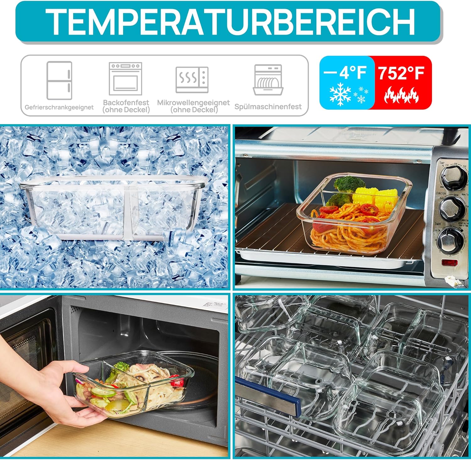 Thumbnail 6 de Vtopmart 5Pack 975ml GlasbehĂ€lter Meal Prep đ±