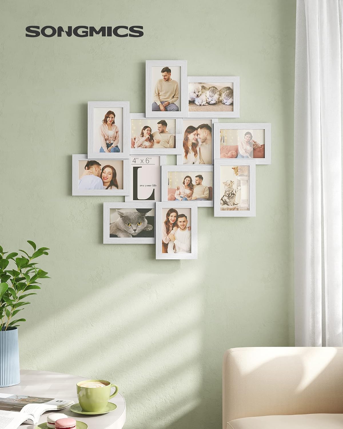 Thumbnail 1 de SONGMICS RPF22WT 12-photo 4x6 picture frame collage set (glass, wall-mounted)