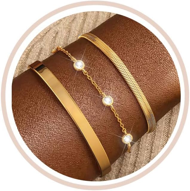 Thumbnail 6 de FUNElA 3er Armband-Set Damen, vergoldet