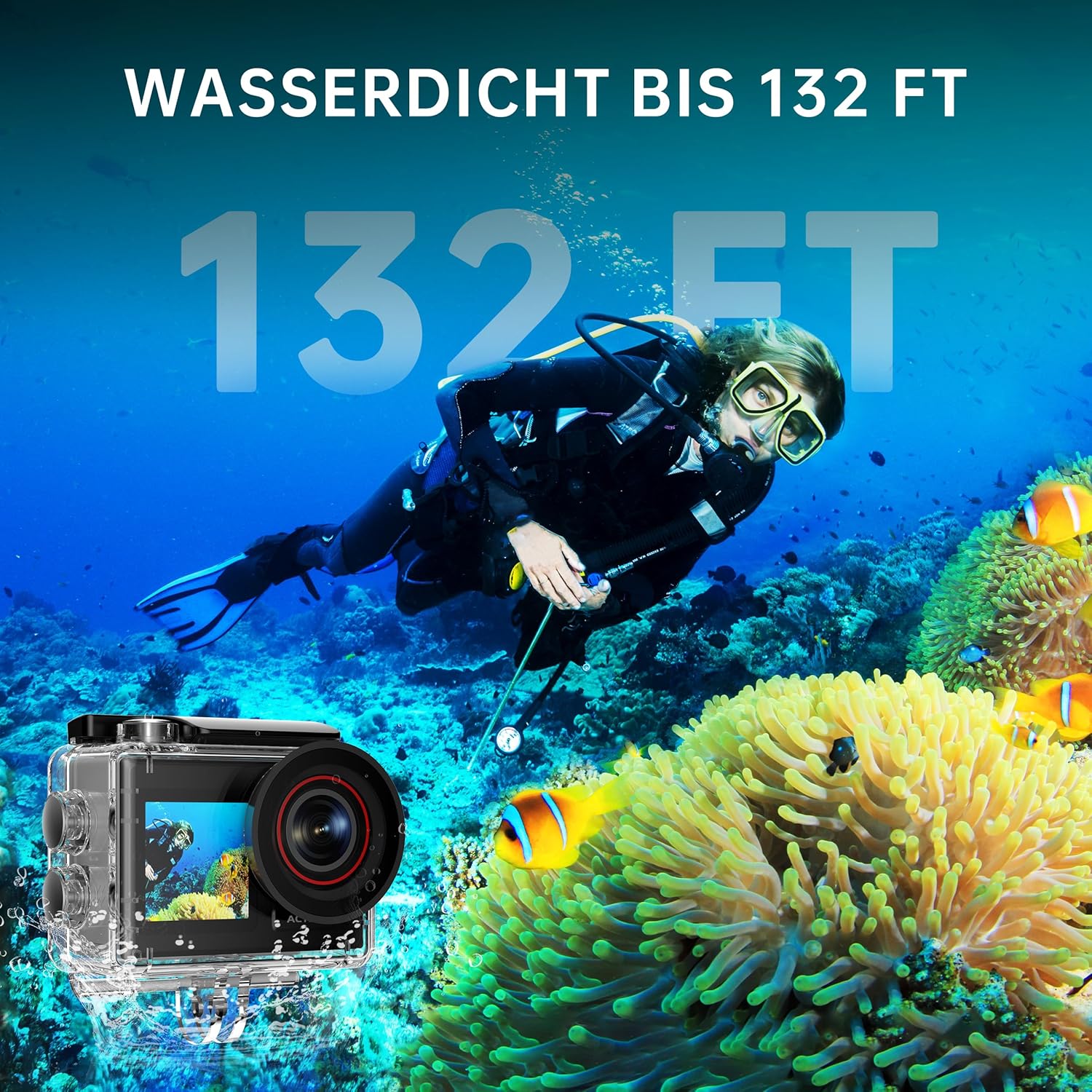 Detalle de syndesmos Action Cam 4K 60FPS – Unterwasser-Kamera bis 40 m mit 64 GB Kit