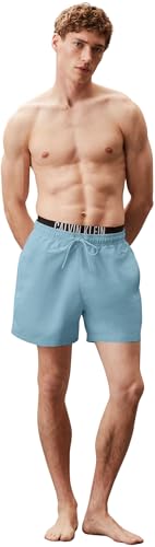 Detalle 2 de Calvin Klein Bañador Hombre Medium Double con Logotipo azul | 1 pieza | L