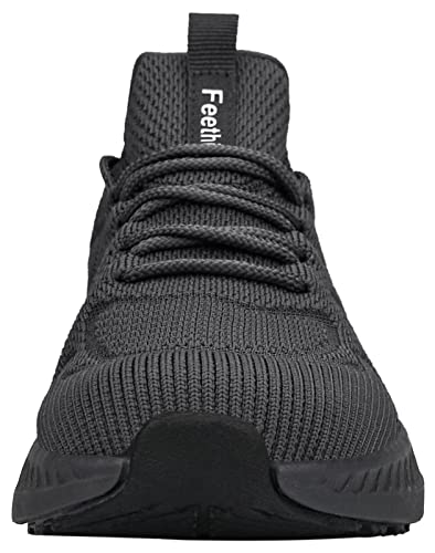 Detalle de Feethit Zapatillas running para hombre gris oscuro (44) – comodidad y amortiguación para entrenos