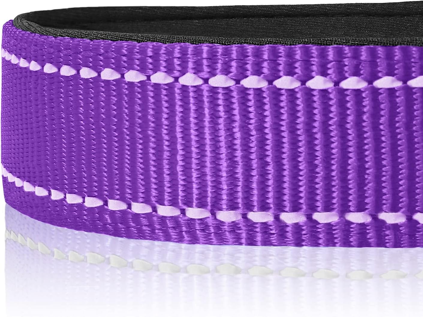 Detalle de HEELE Reflective Dog Collar with Soft Neoprene Padding (M, Purple)