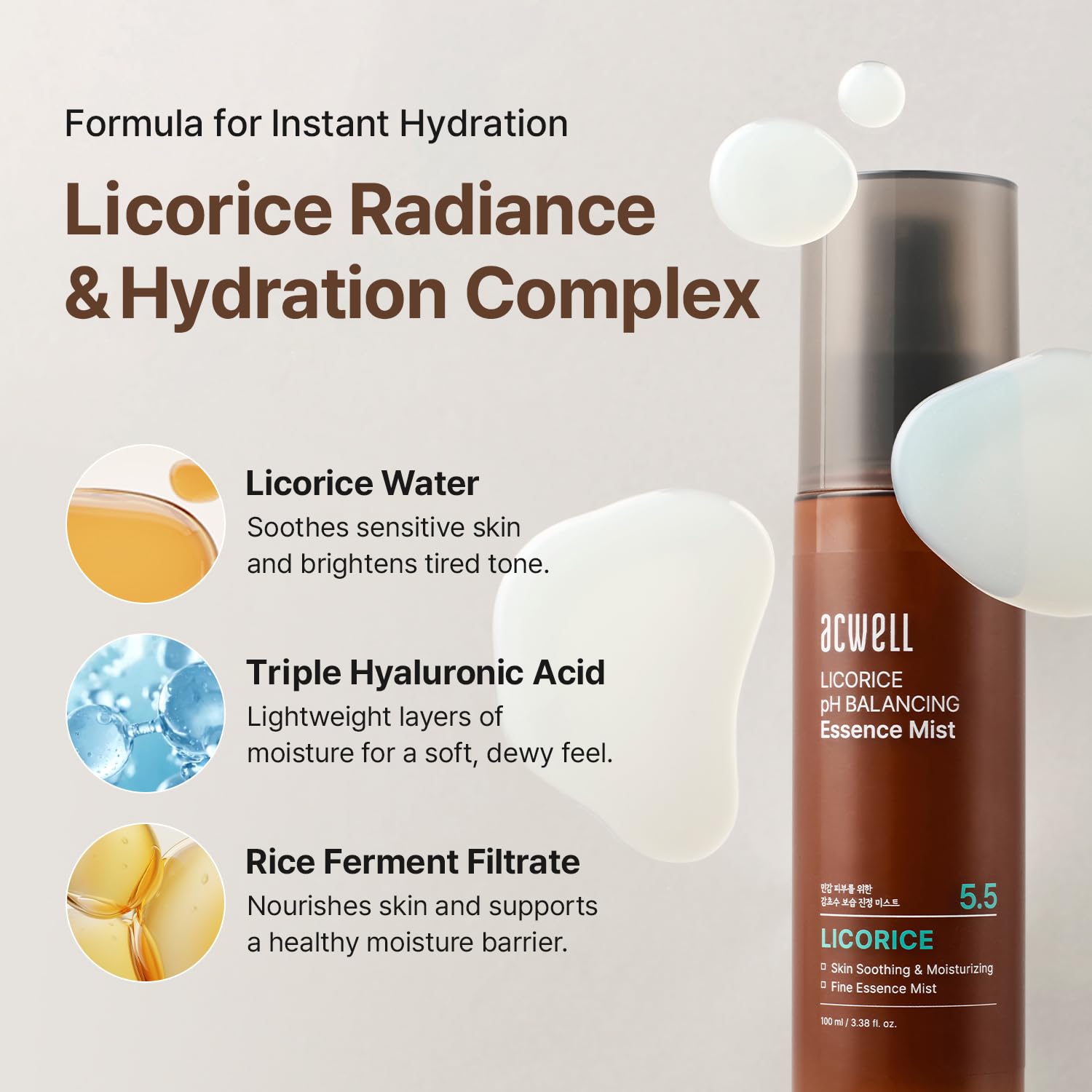 Detalle 1 de ACWELL Licorice pH Balancing Essence Face Mist, 3.38 fl oz