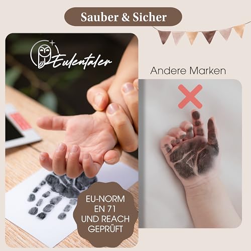 Thumbnail 3 de EULENTALER Baby Abdruckset I 0–6 Monate – Mit 2 Stempelkissen & 4 Abdruckkarten, sicher & EU-Norm