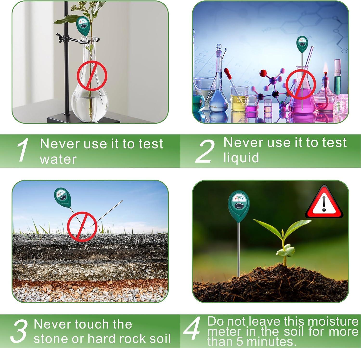 Detalle 1 de XLUX T9178 Long-Probe Soil Moisture Meter, Battery-Free with Large Dial