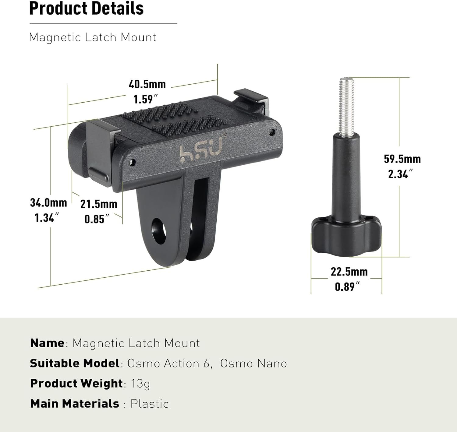 Thumbnail 6 de HSU Magnetic Quick Release Adapter 2-Pack for Osmo Action 6 and Osmo Nano