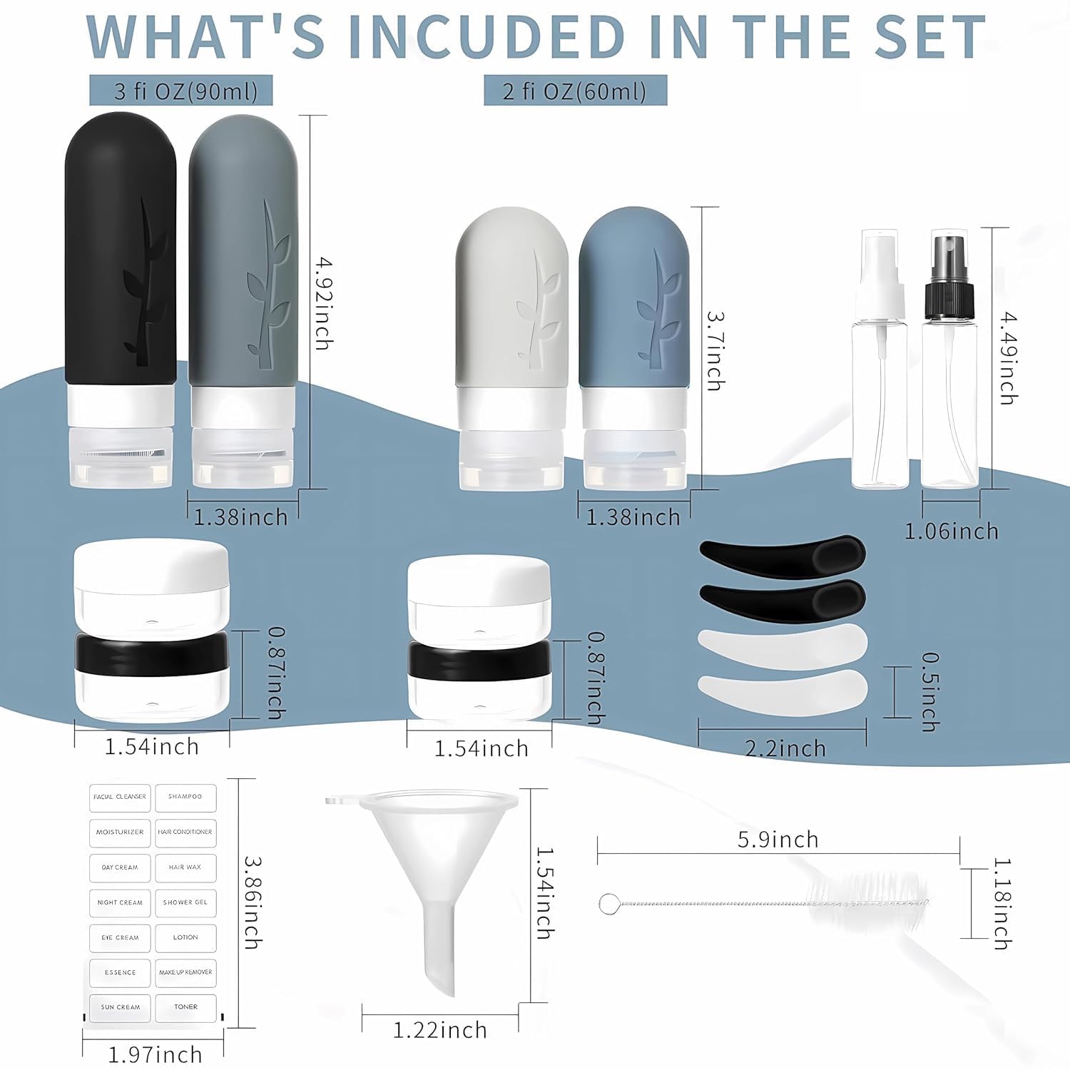Detalle de 18-Pack TSA Approved Silicone Travel Bottles