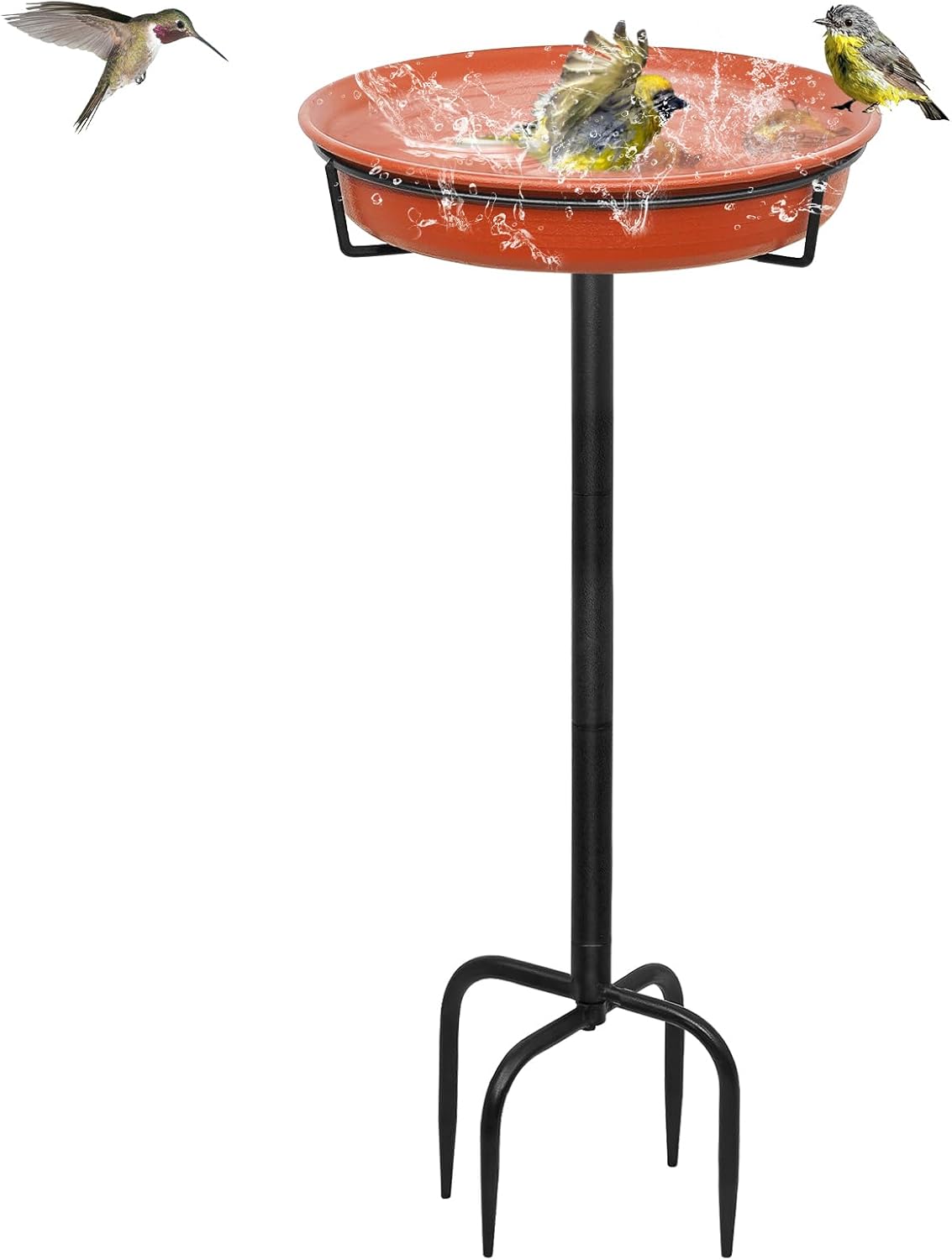 Stand-Vogeltränke für den Garten mit Wasserstelle und Frostschutz – Vogelbad, 26,5 cm Schüssel (C)Giyiprpi