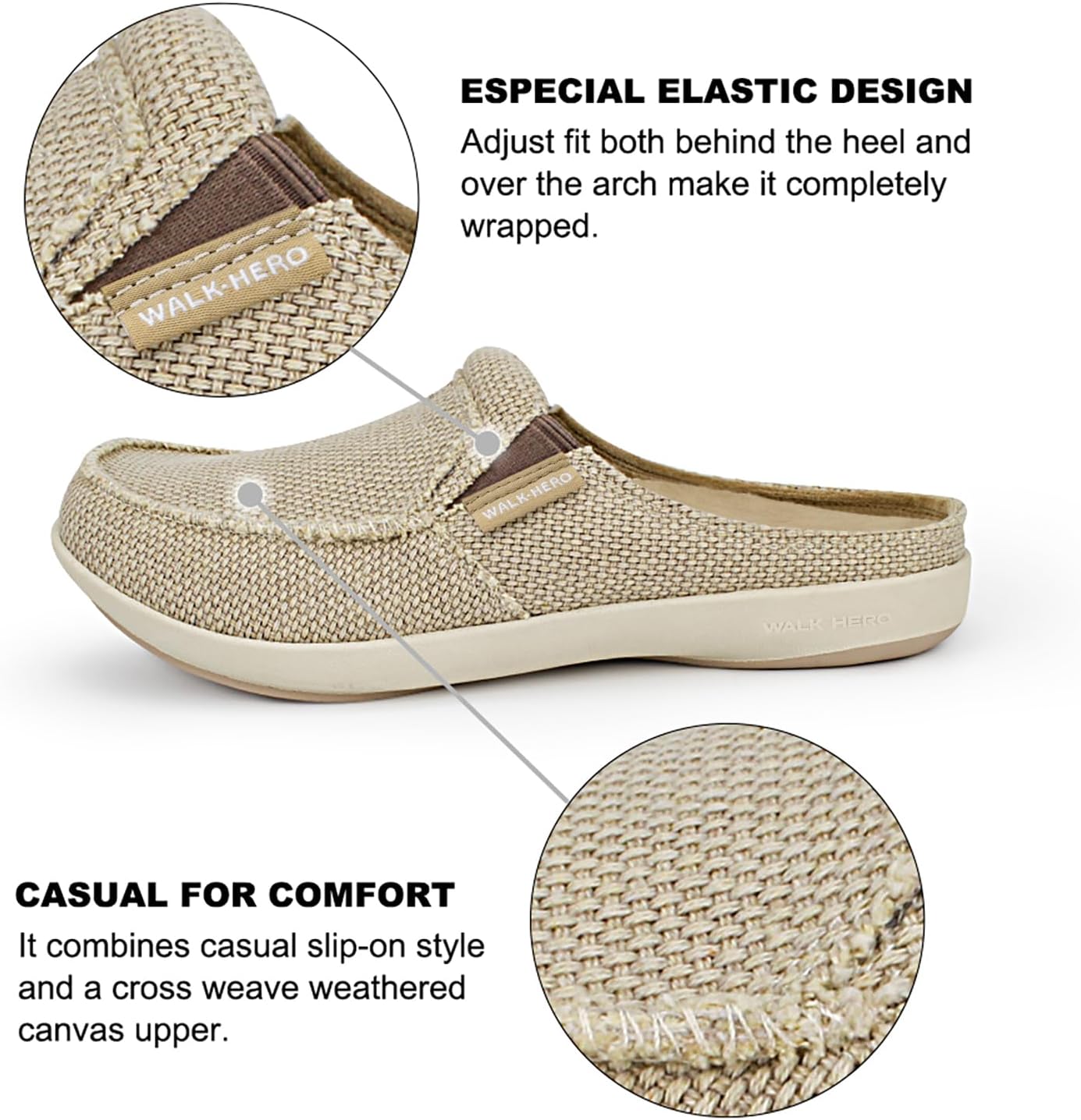 Thumbnail 3 de Men’s Arch Support Canvas Slippers with Velvet Lining and Anti-Skid Rubber Sole