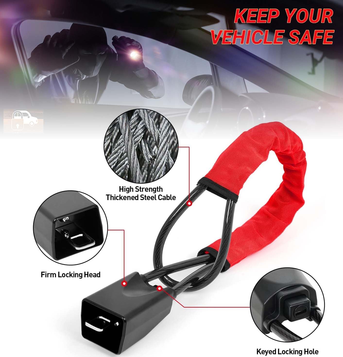 Detalle de Universal Steering Wheel and Seat Belt Lock 2 Keys