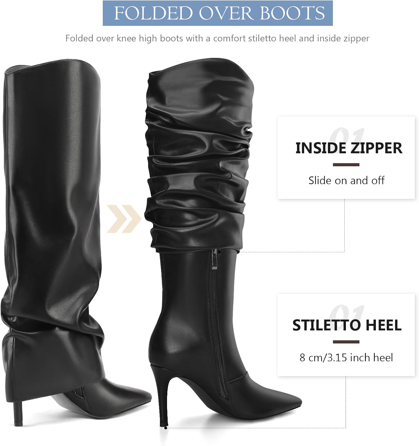 Thumbnail 6 de Vaslemuse Fold Over Knee High Boots 3.15in heel