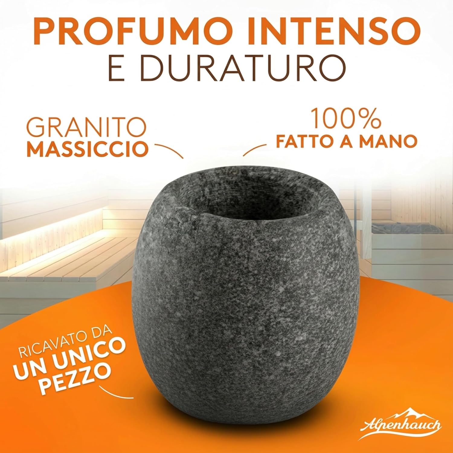 Detalle de ALPENHAUCH Uovo per Sauna in Pietra Ollare 5x5 cm: profumo intenso e sicurezza