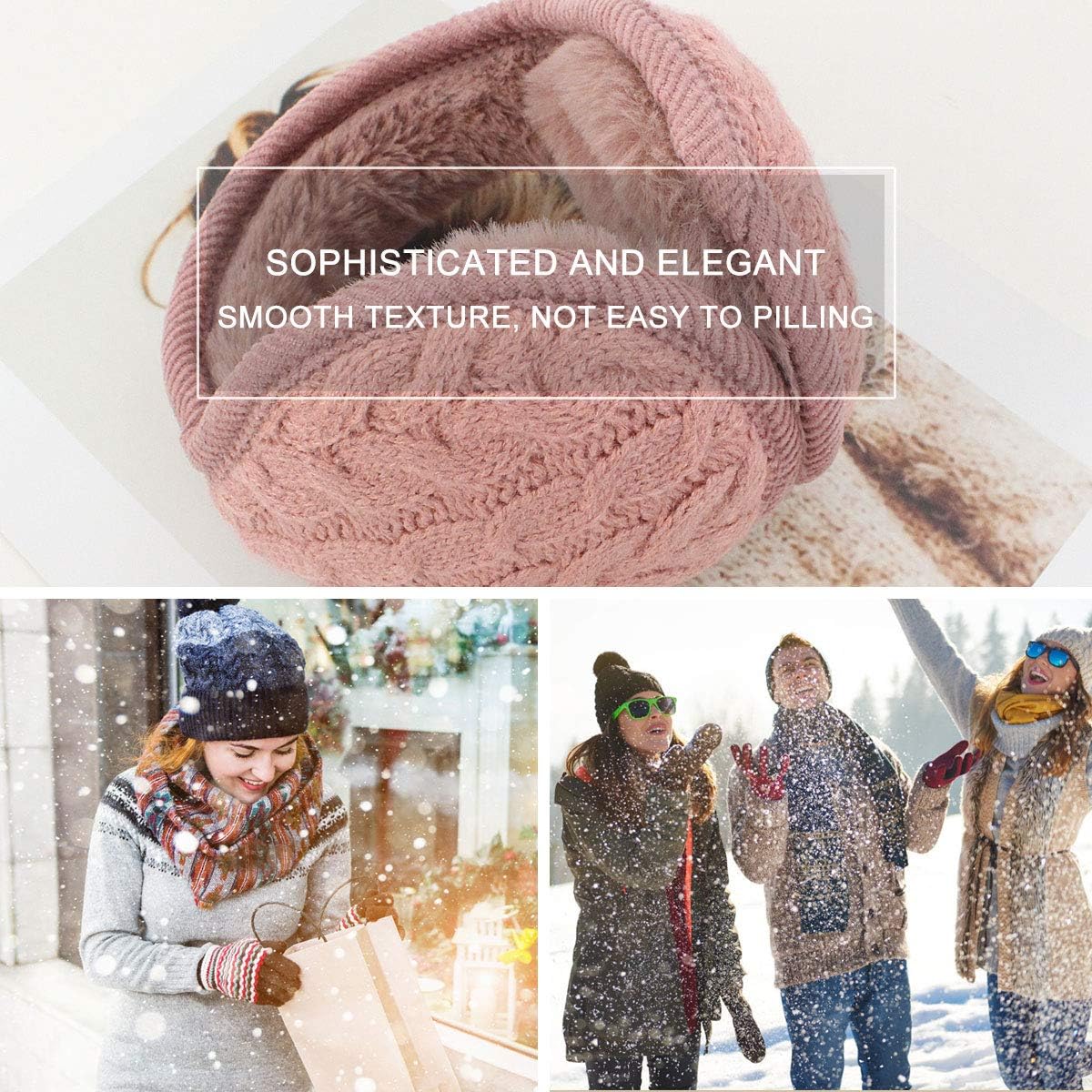 Detalle de BOER Warm Ear Muffs for Winter – soft, windproof, lightweight earmuffs with adjustable fit