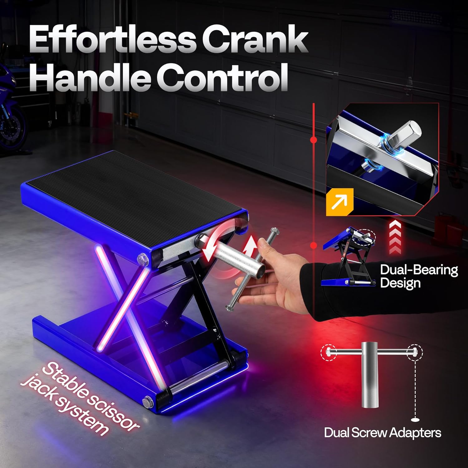 Thumbnail 2 de VIVOHOME Motorcycle Scissor Lift Jack (500kg) with Anti Slip Wide Deck