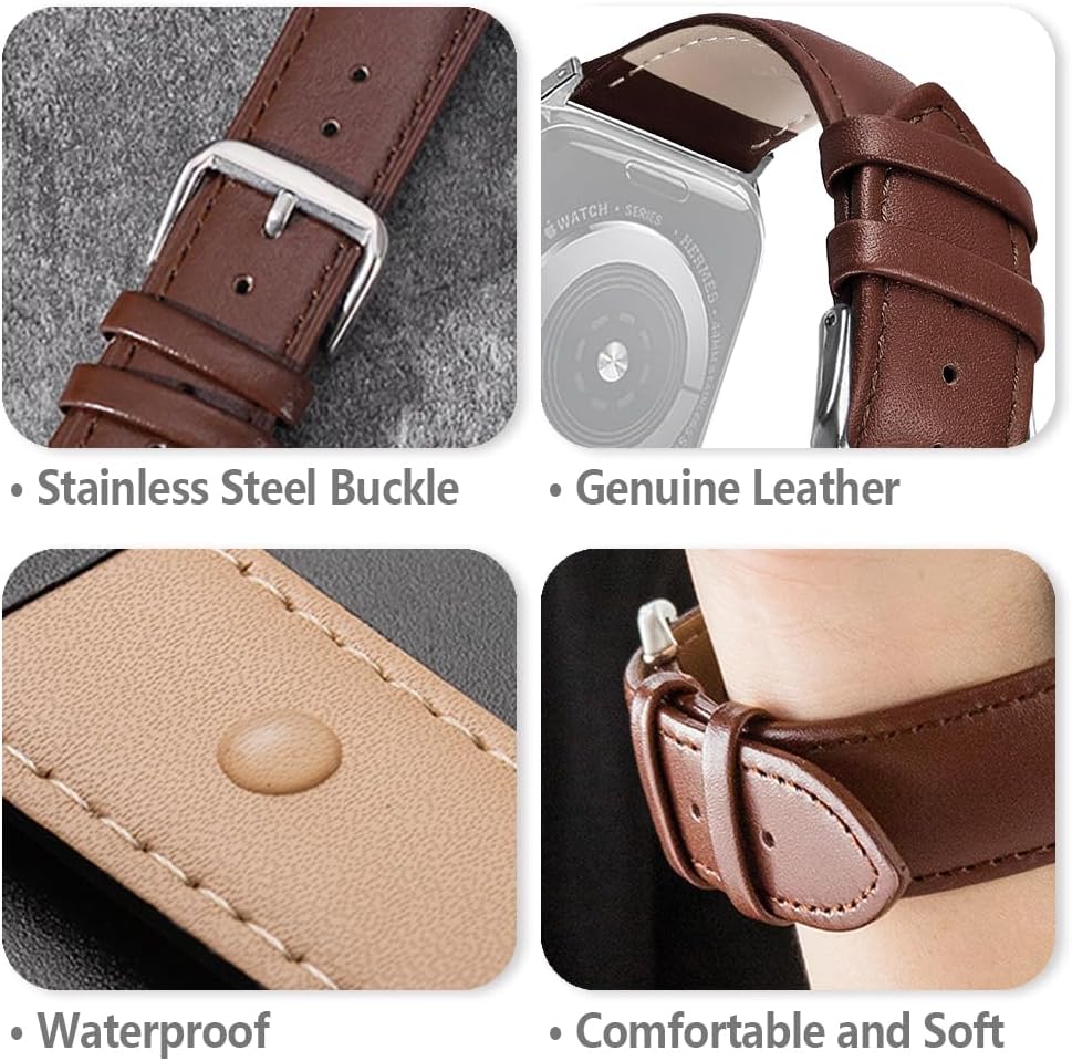 Thumbnail 2 de SZYXMY Genuine Leather Apple Watch Bands (Various Sizes) – Italian Calfskin, Nickel-Free Buckle