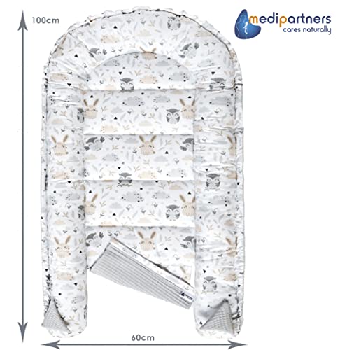 Detalle de Medi Partners Cocon bébé réducteur de lit en coton gaufré, 100 × 60 × 15 cm
