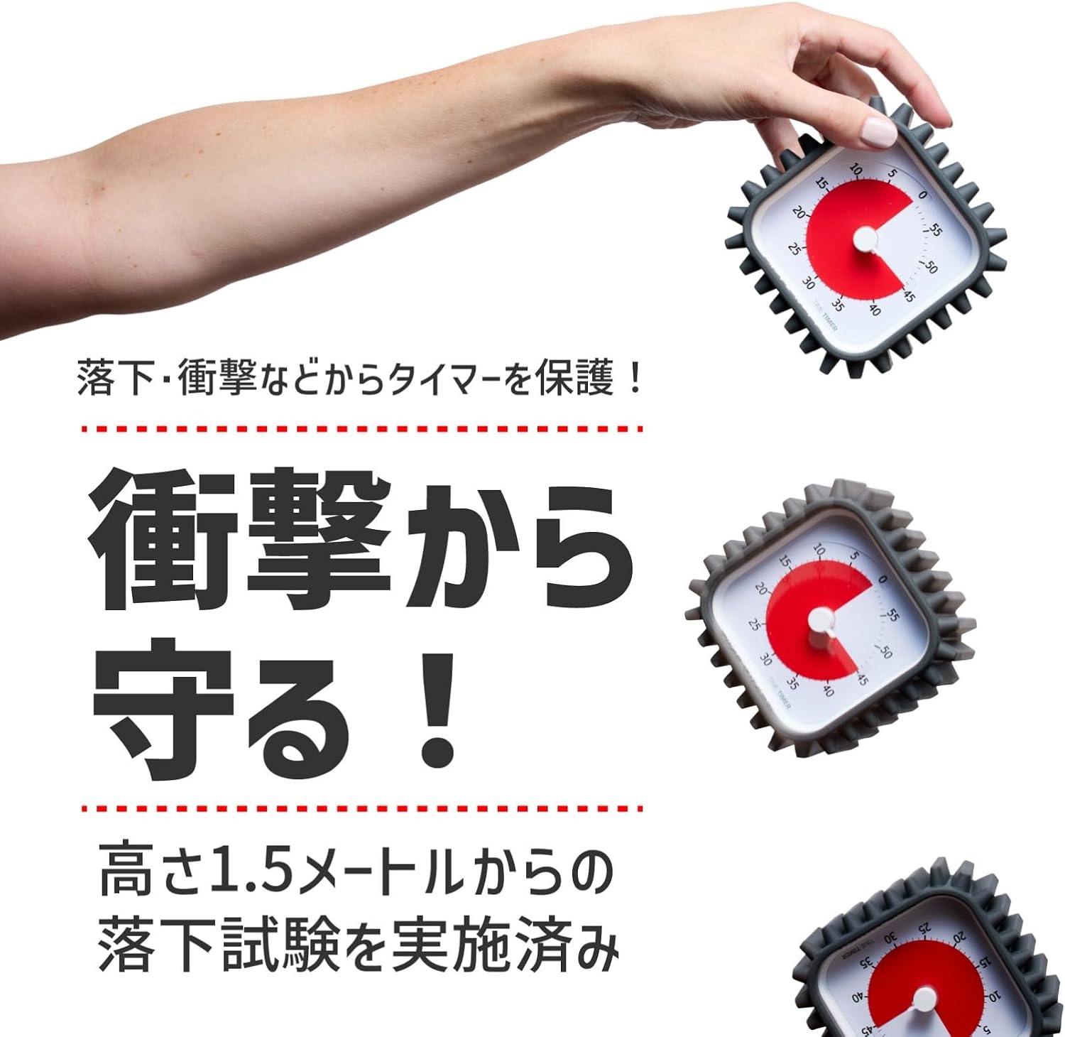 Detalle de TIME TIMER TTMC1-PT-W MOD専用カバー、トレッド形状のシリコーン製・チャコールグレー