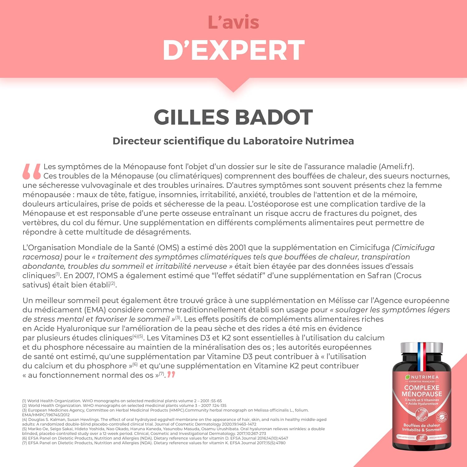 Thumbnail 5 de Complexe Menopause Nutrimea – Cimicifuga, Mélisse, Safran, Acide hyaluronique & vitamines (60 gélules vegan)