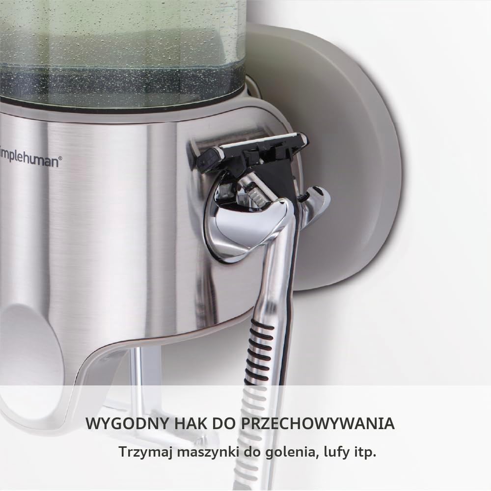 Detalle de simplehuman BT1034 – pojedynczy ścienny dozownik mydła 444 ml ze stali nierdzewnej