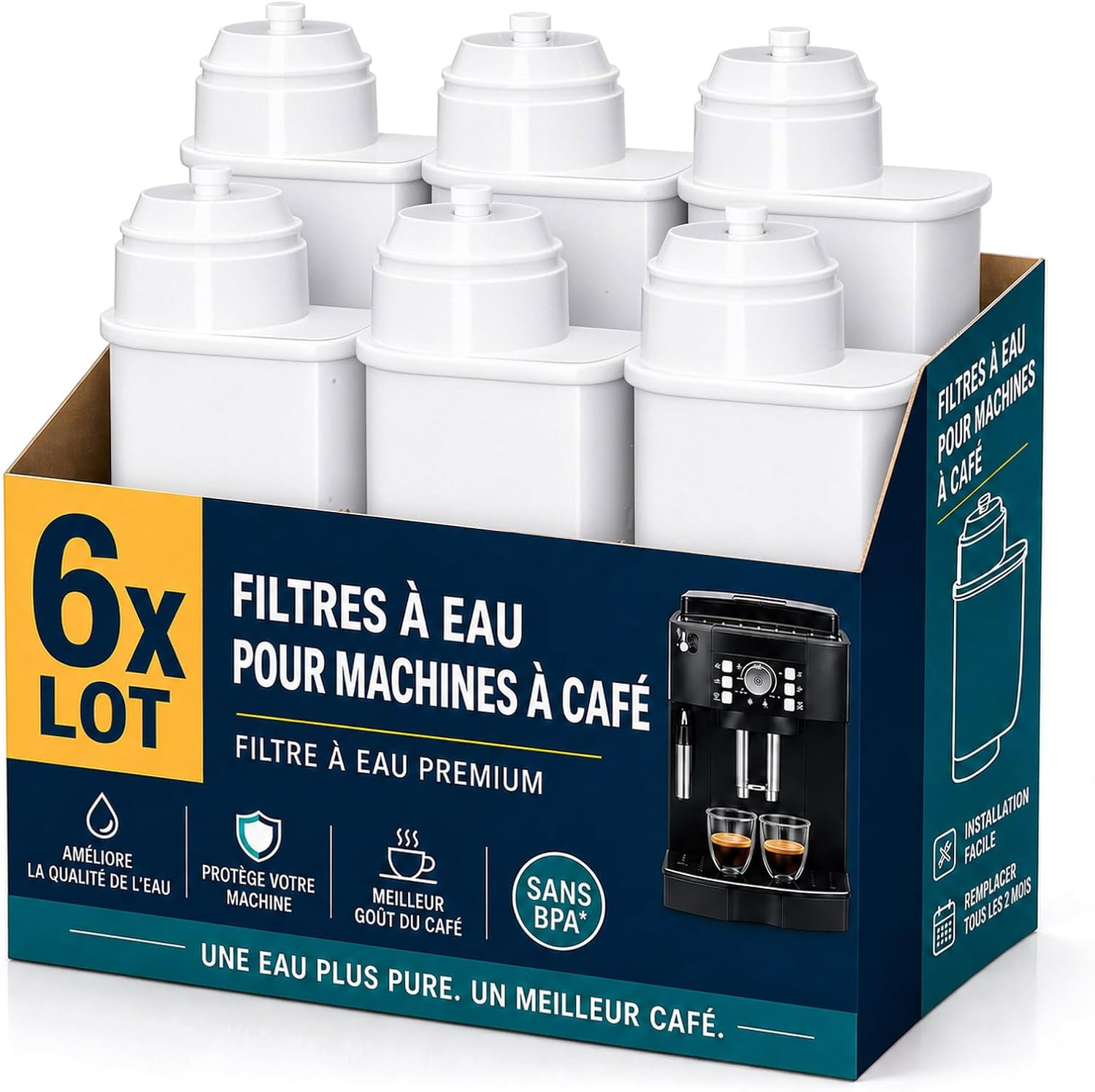 Detalle de FILSWA FW400_Parent waterfilter voor Siemens EQ, set van 6 met actieve kool
